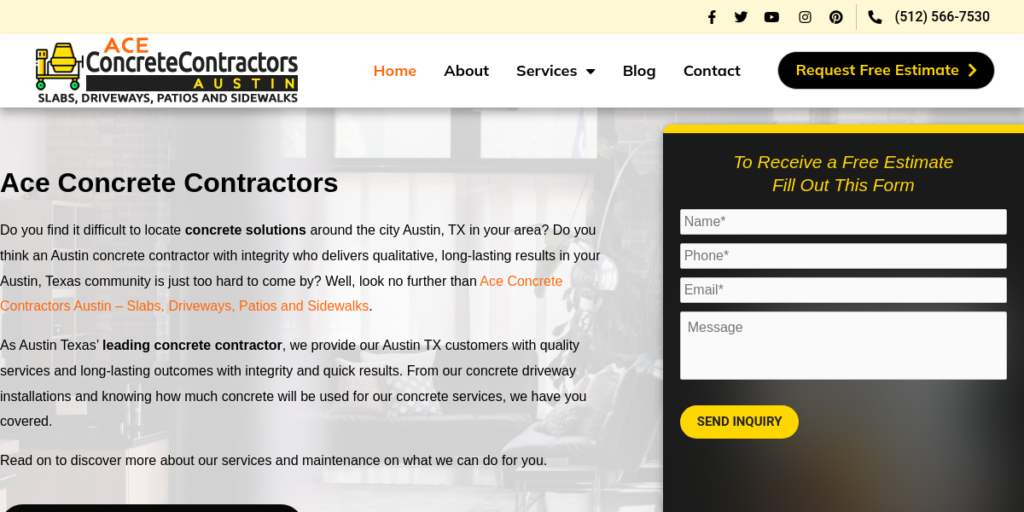 Driveway Contractor Website Design 7 ACE Concrete Contractors Austin