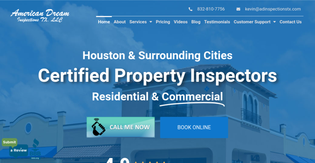 Home inspector Website Design 25 Ad inspections TX