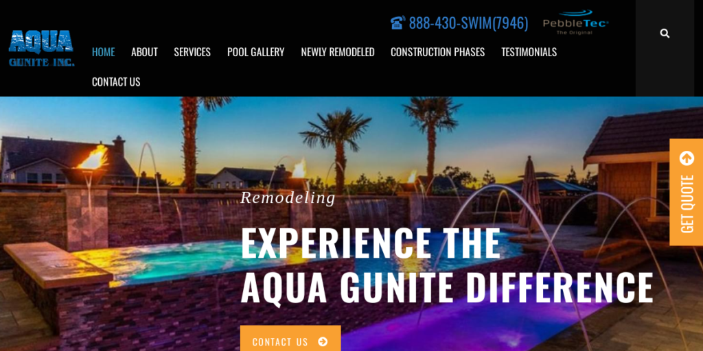 Swimming Pool Contractor Website Design 26 Aqua Gunite