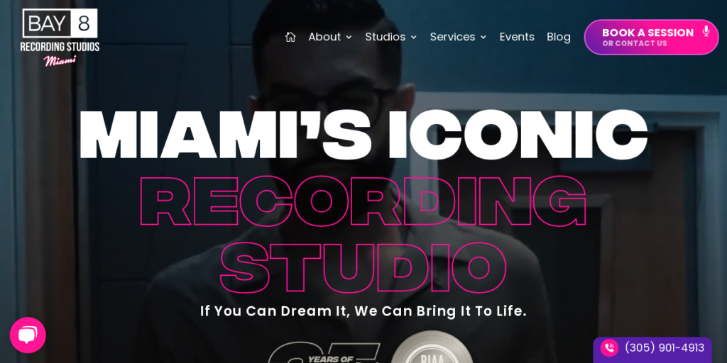 Recording Studio Website Design 1 Bay Eight