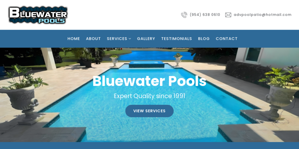 Swimming Pool Contractor Website Design 9 Blue Water Pools