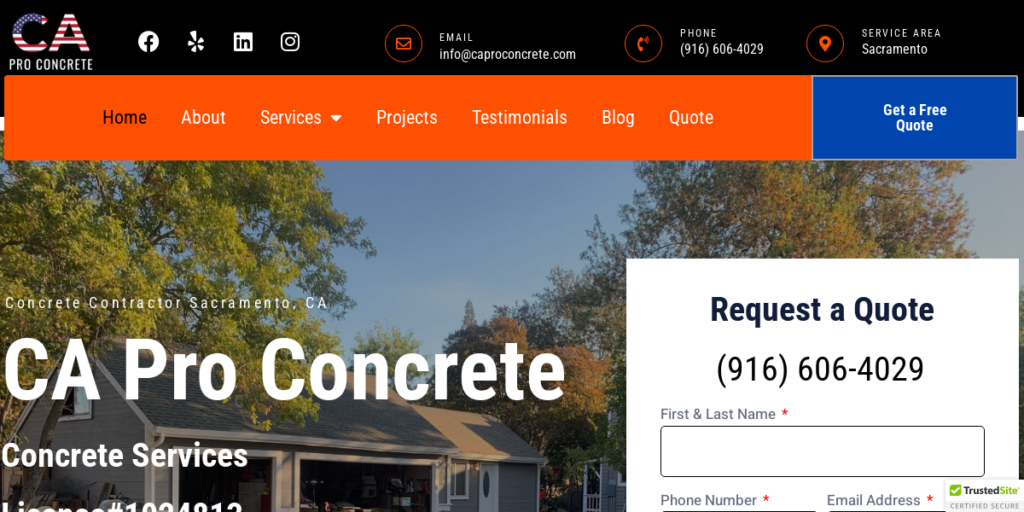 Driveway Contractor Website Design 12 CA Pro Concrete