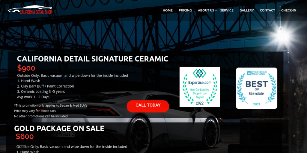 Car Wash Website Design 4 California Detail Shop