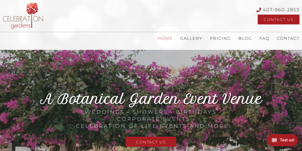 Wedding Venues Website Design 26 Celebration Gardens