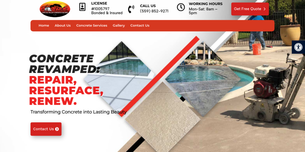 Concrete Contractor Website Design 16 Central Valley Concrete Coating