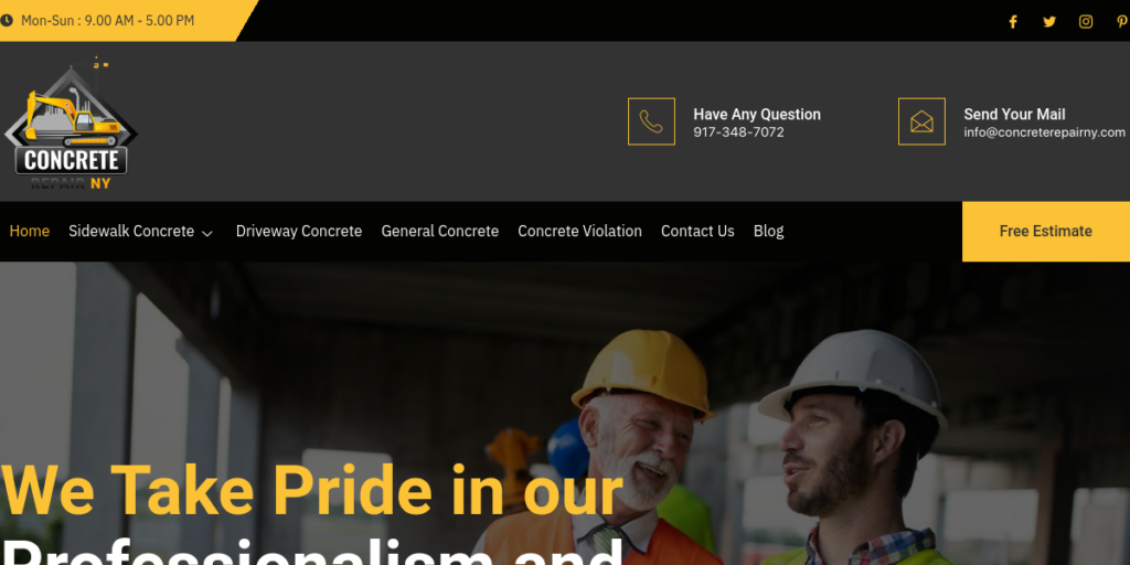 Concrete Contractor Website Design 37 Concrete Repair NY