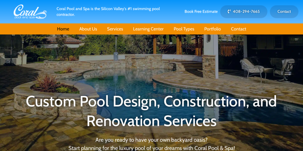 Swimming Pool Contractor Website Design 20 Coral Poo Land spa