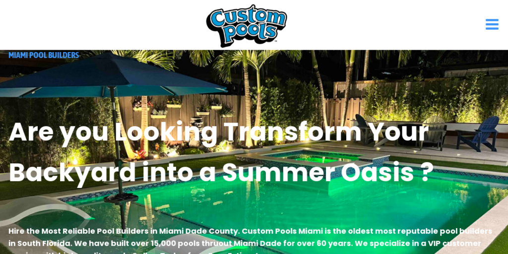 Swimming Pool Contractor Website Design 2 Custom Pools Miami