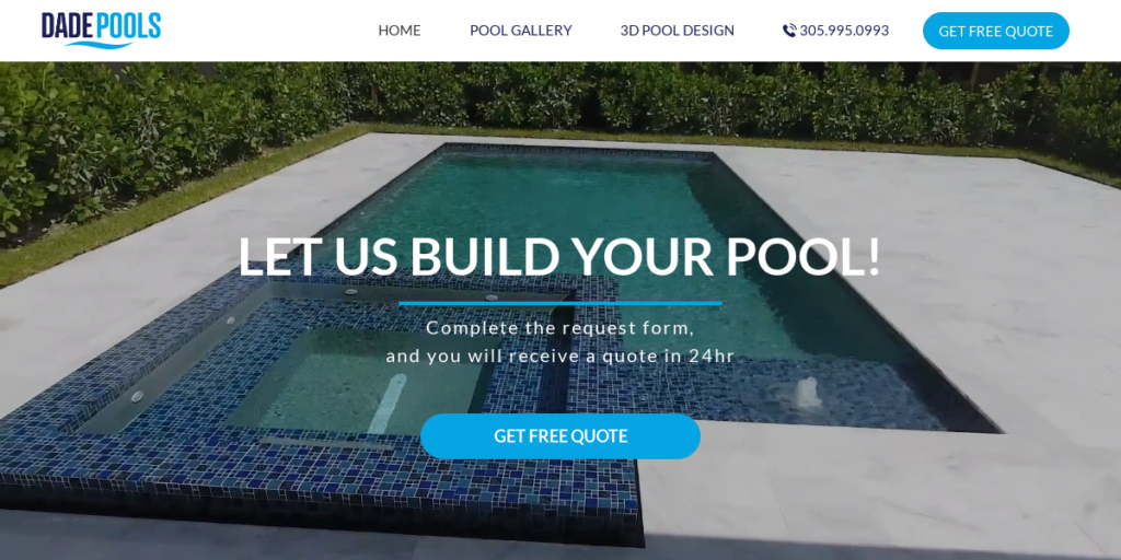 Swimming Pool Contractor Website Design 12 Dade Pools