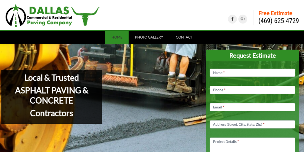 Driveway Contractor Website Design 10 Dallas Commercial Residential Paving Company