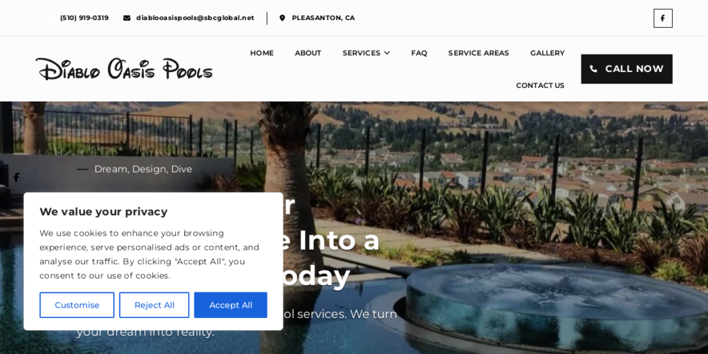 Swimming Pool Contractor Website Design 22 Diablo Oasis Pools