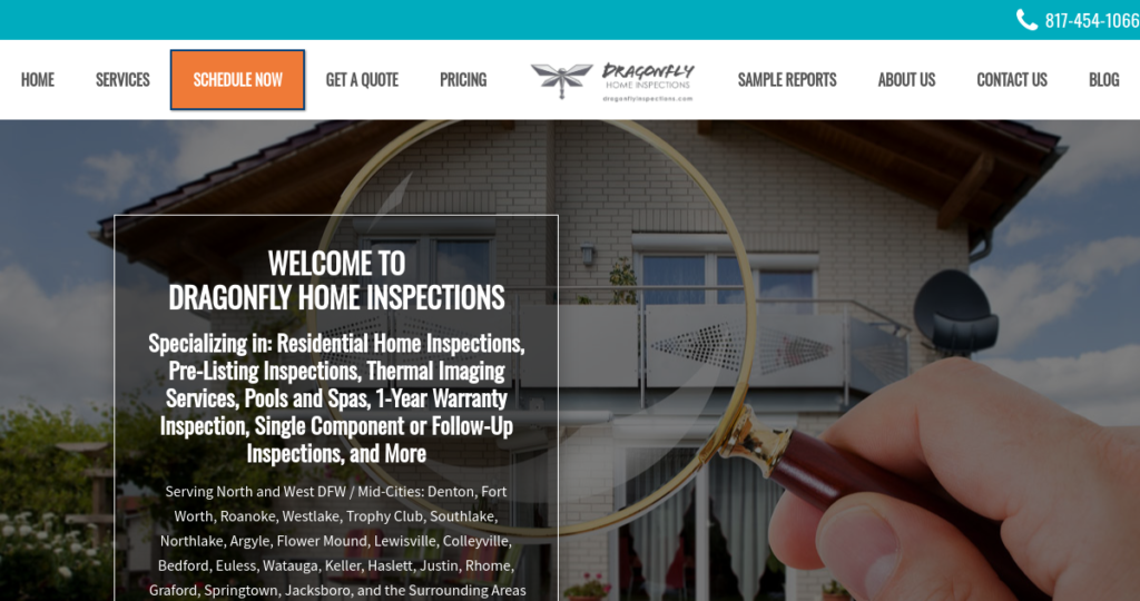 Home inspector Website Design 36 Dragon Fly inspections