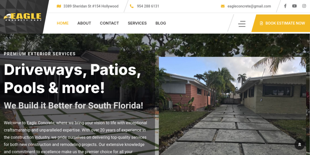 Driveway Contractor Website Design 23 Eagle Concrete Corp