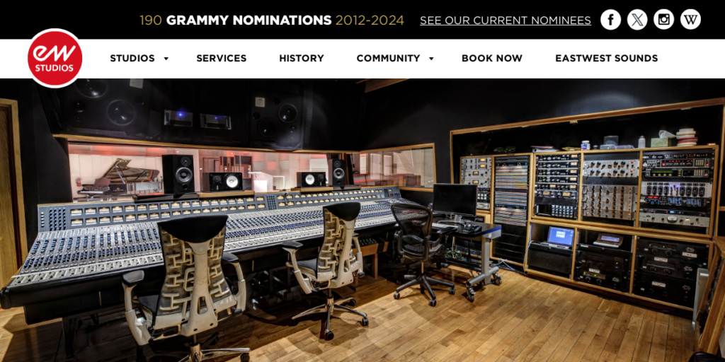 Recording Studio Website Design 19 East West Studios