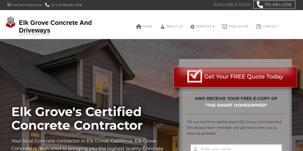 Driveway Contractor Website Design 15 Elk Grove Concrete and Driveways
