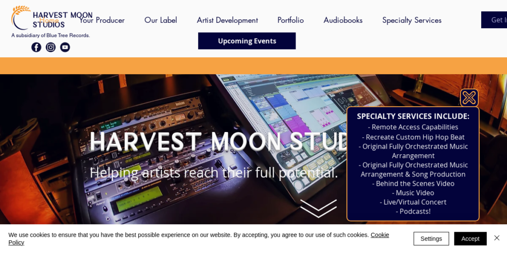 Recording Studio Website Design 20 Harvest Moon Studios