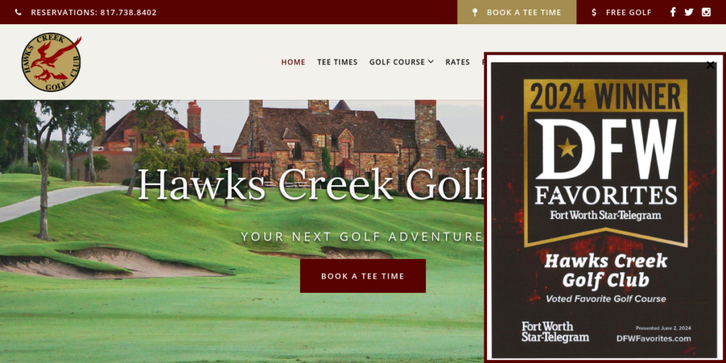 Golf Course Website Design 28 Hawks Creek