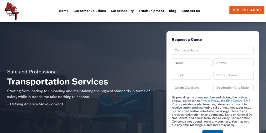 Trucking Company Website Design 22 MV TrUcking