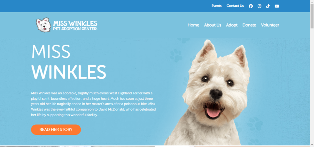 Animal Shelter Website Design 16 Miss Winkles