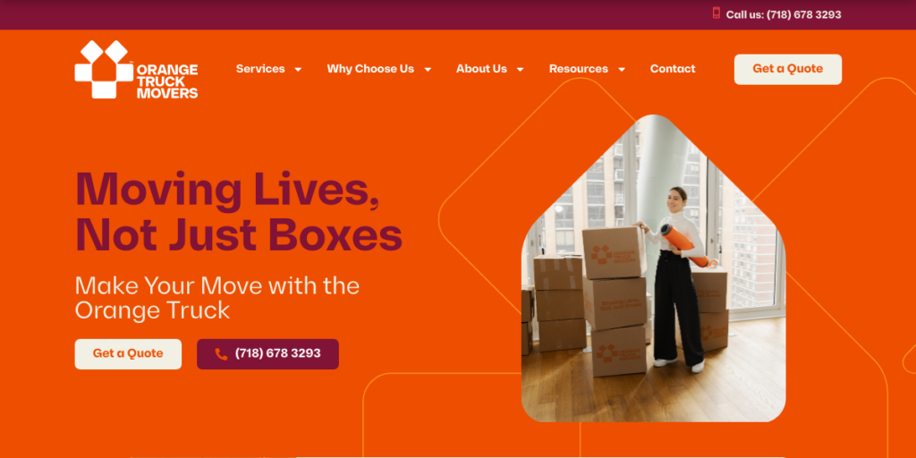Trucking Company Website Design 30 Orange Truck Movers