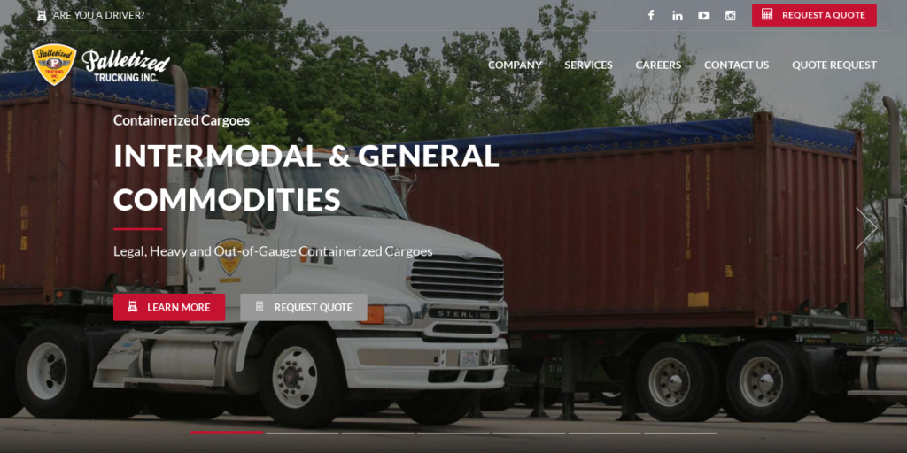 Trucking Company Website Design 4 Palletized Trucking