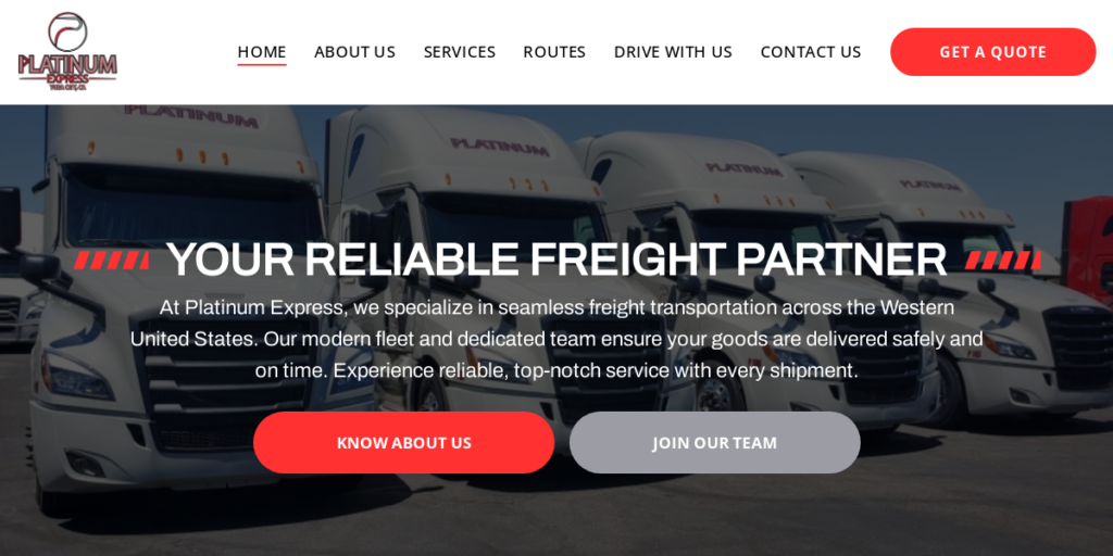 Trucking Company Website Design 1 Platinum Express