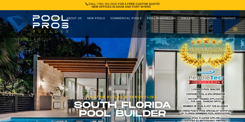 Swimming Pool Contractor Website Design 3 Pool Pros Builder