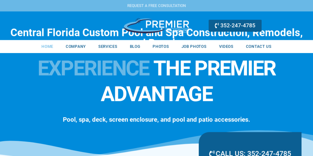 Swimming Pool Contractor Website Design 11 Premier Pool Contractor
