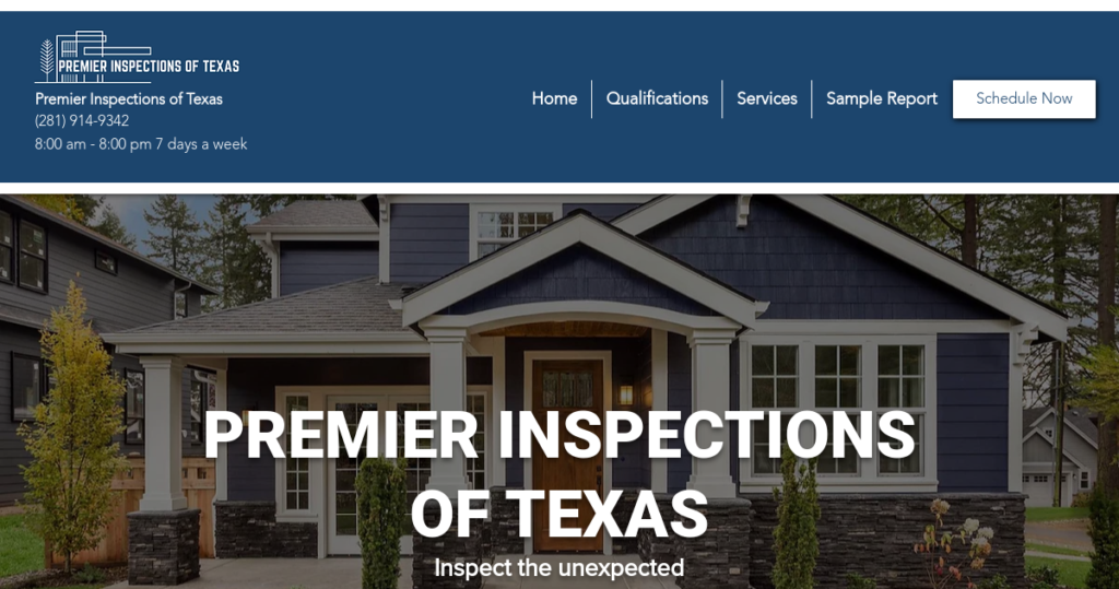 Home inspector Website Design 35 Premier inspections of Texas