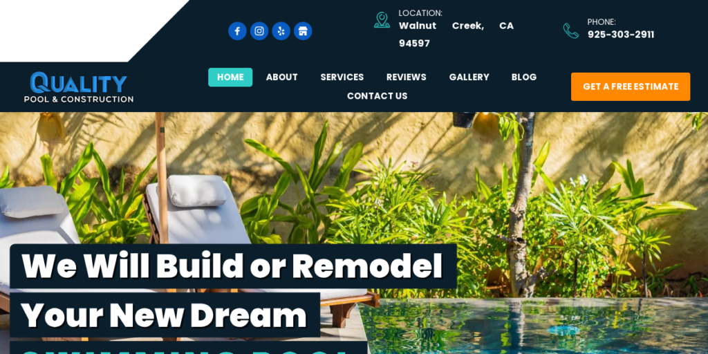 Swimming Pool Contractor Website Design 23 Quality Poo Construction