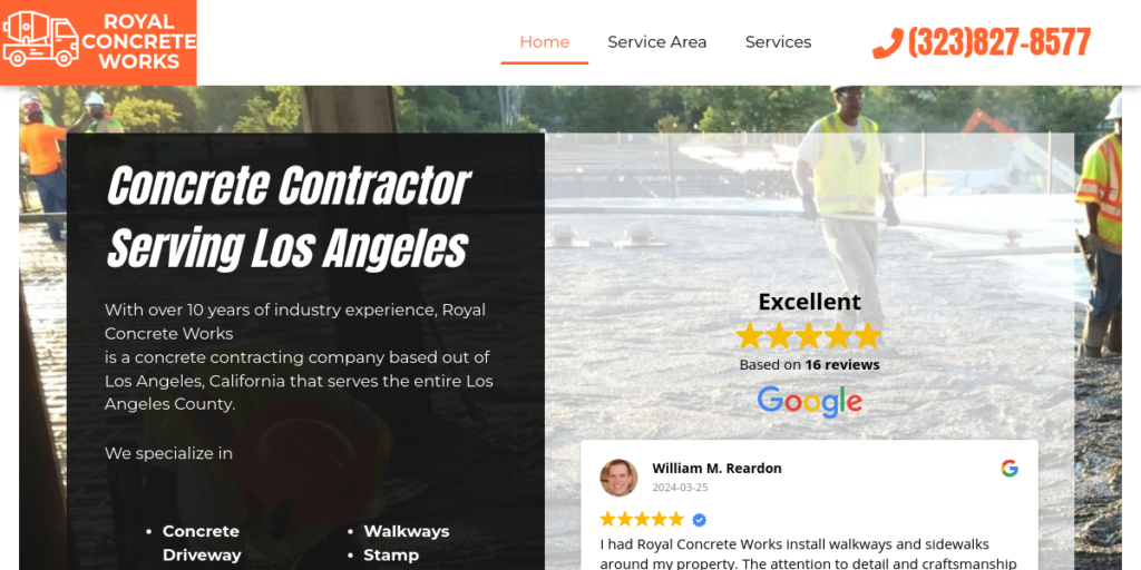 Concrete Contractor Website Design 18 Royal Concrete Works