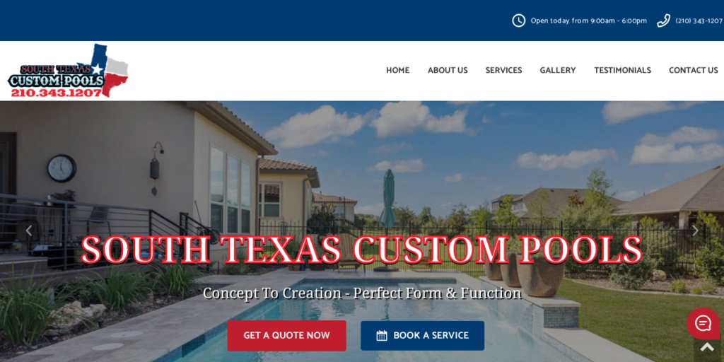 Swimming Pool Contractor Website Design 32 STX Custom Pools