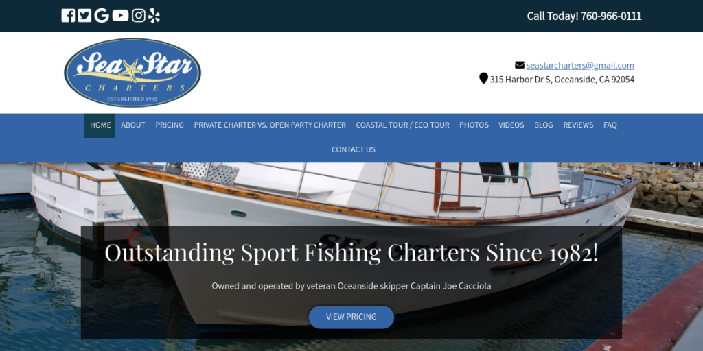 Fishing Charter Web Design 1 Seastar Sport Fishing