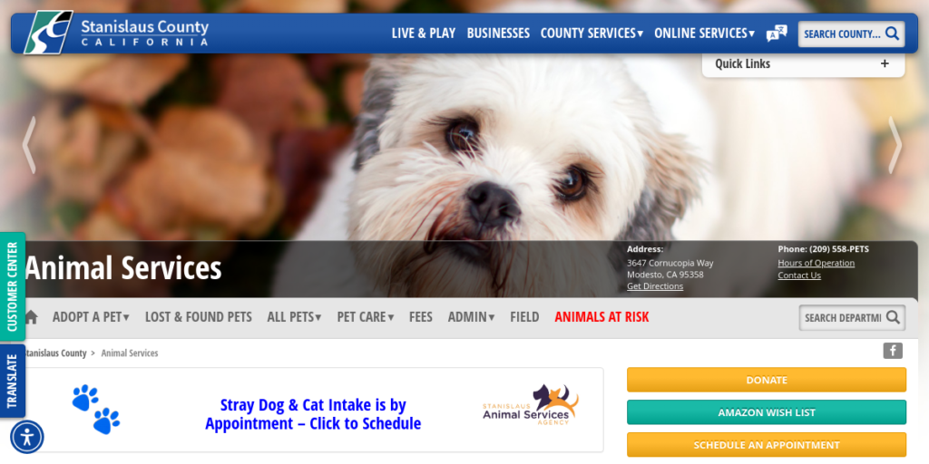 Animal Shelter Website Design 13 Stanislaus Animal Services