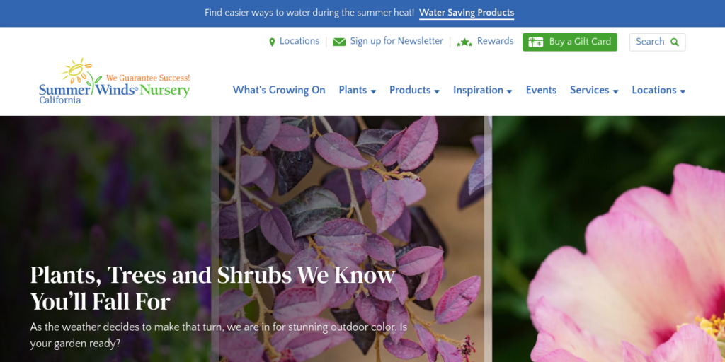 Garden Center Website Design 15 Summer Winds Nursery