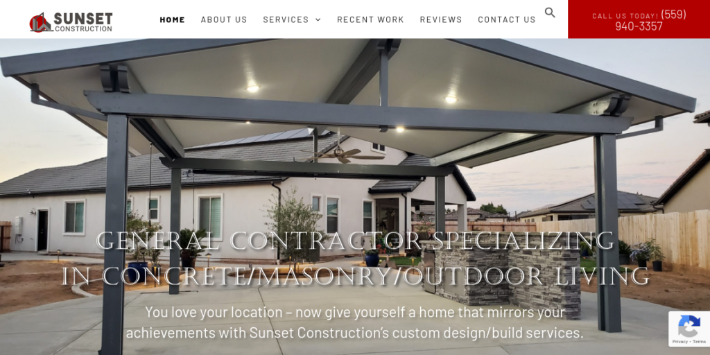 Concrete Contractor Website Design 31 Sun Set Construction Services