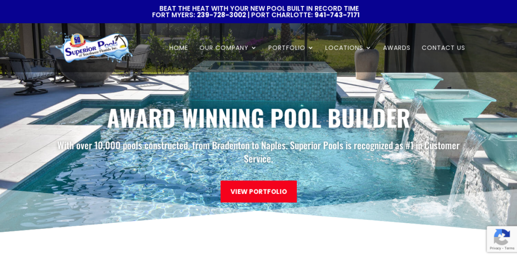 Swimming Pool Contractor Website Design 1 Superior Pools
