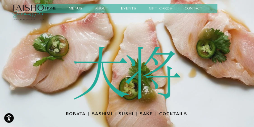 Sushi Restaurant Website Design 6 Taisho Restaurant