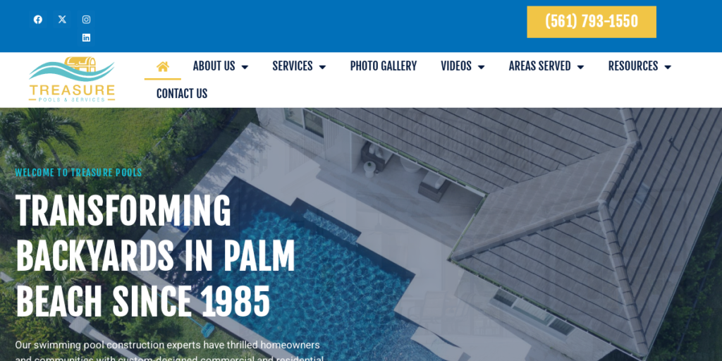 Swimming Pool Contractor Website Design 4 Treasure Pools FL