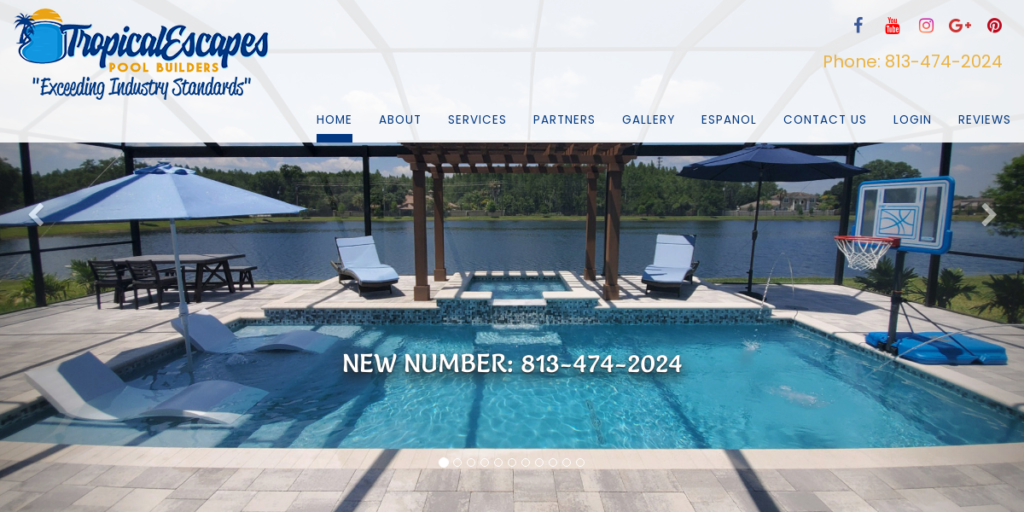 Swimming Pool Contractor Website Design 7 Tropical Escapes FL
