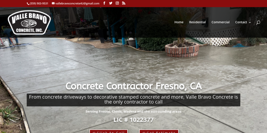 Concrete Contractor Website Design 4 Valle Bravo Concrete INC