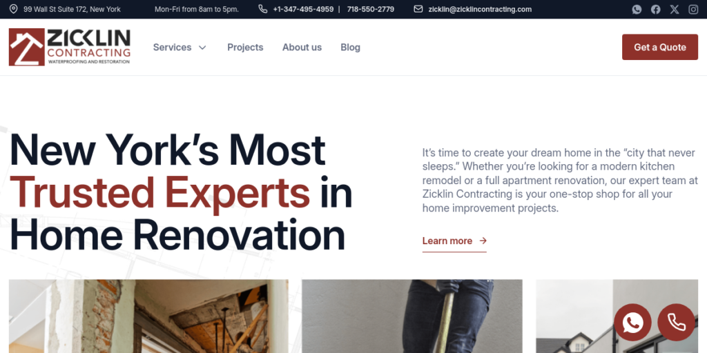 General Contractor Website Design 37 Zicklin Contracting