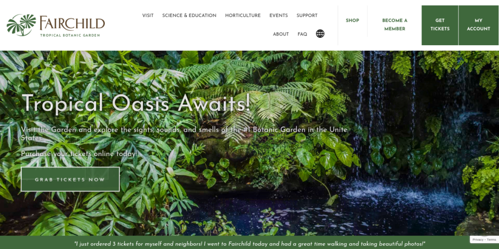 Greenhouse Website Design 1 Fairchild Garden
