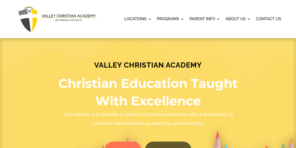 Kindergarten Website Design 12 Valley Christian Academy