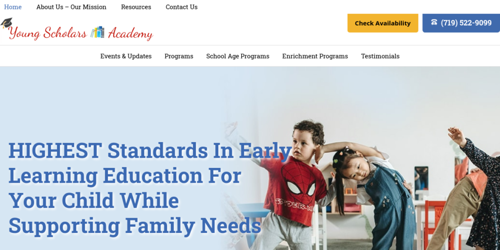 Kindergarten Website Design 10 Young Scholars Academy