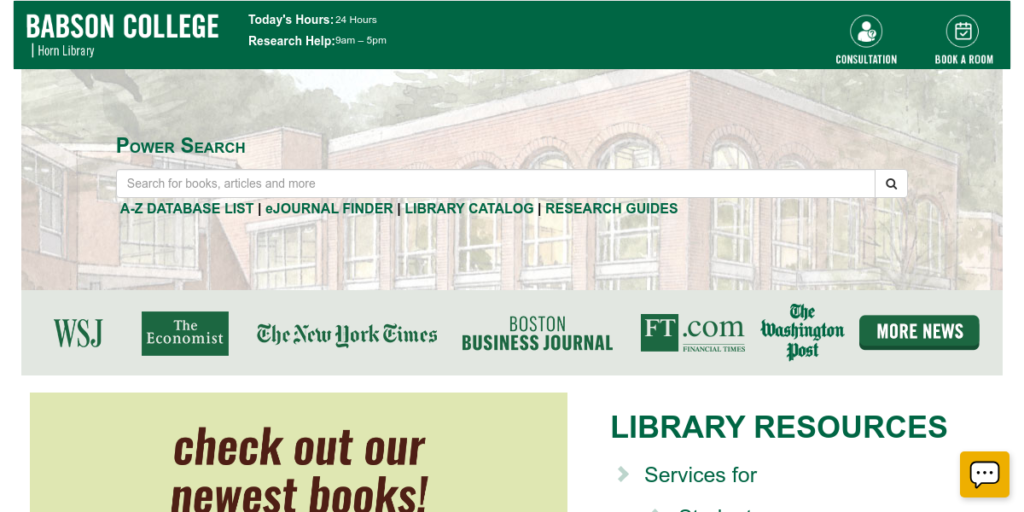 Library Website Design 21 Babson College Horn Library
