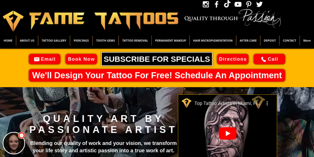 Tattoo Artist Website Design 5 Fame Tattoos
