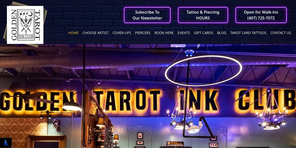 Tattoo Artist Website Design 2 Golden Tarotink Club