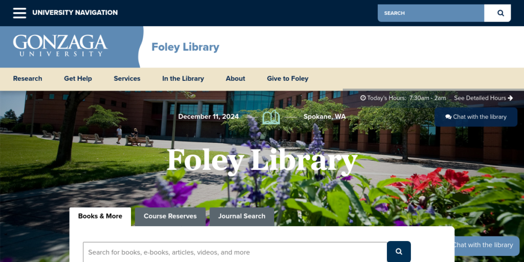 Library Website Design 18 Gonzaga University Foley Library