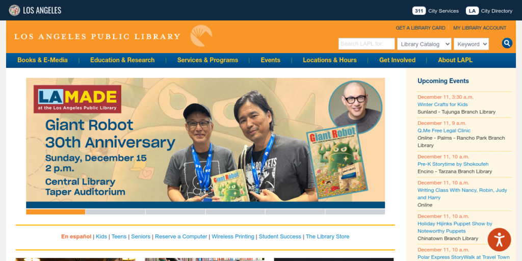 Library Website Design 9 Los Angeles Public Library